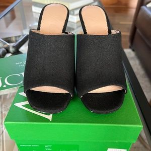 J Crew Bianca Linen Wedge Sandals Black Size 6